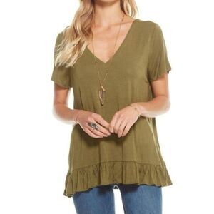 CHASER Strappy Double V Peplum Tee 